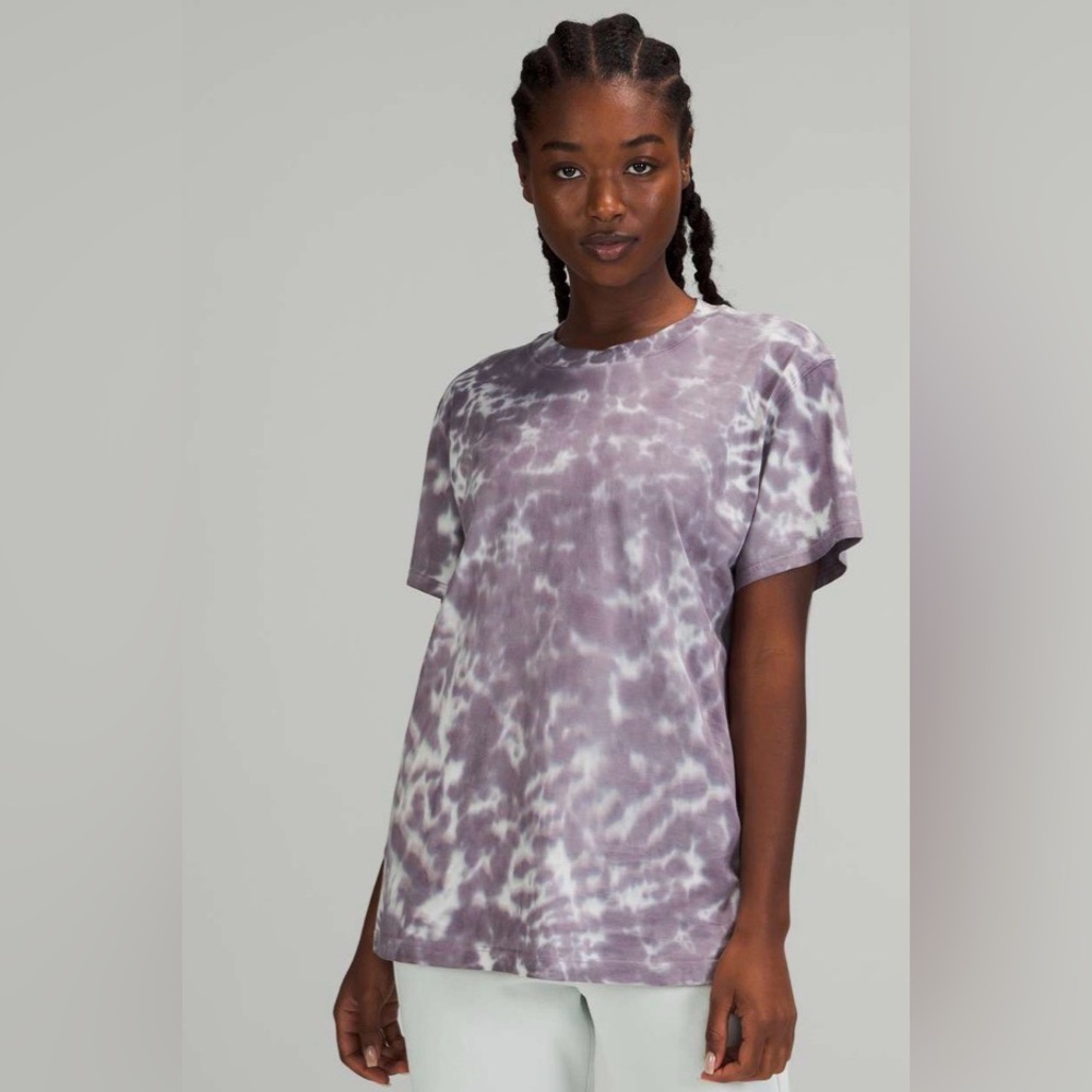 Lululemon All Yours Short Sleeve Shirt, Marmoleado Tie Dye Starlight Dusky, 14